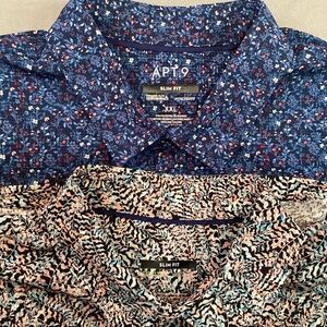 Apt. 9 Mens Premier Flex Performance Slim Fit Untucked Shirts x2 XXL NWT